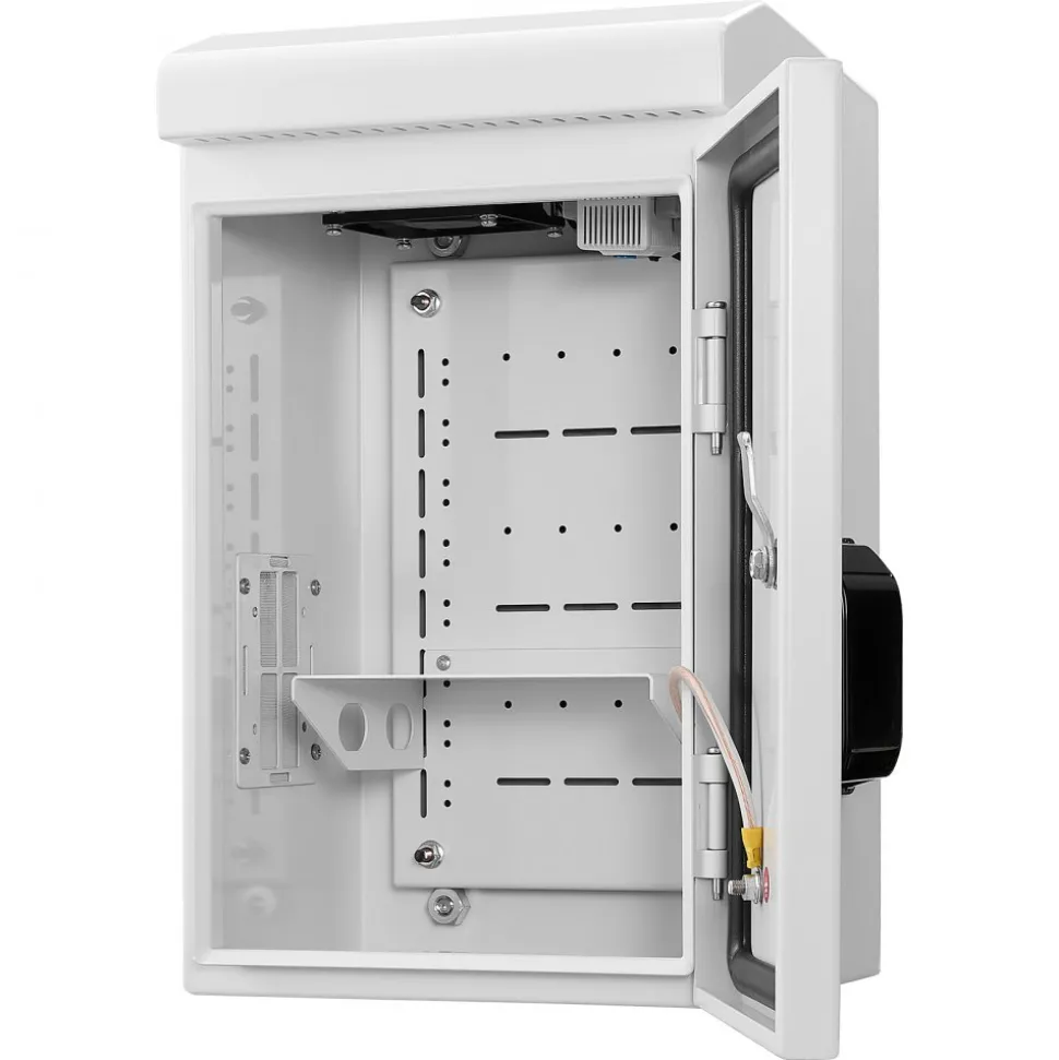 VEVOR Outdoor Electrical Box, Cold-Rolled Steel, Electrical Junction Box with Thermostat and Fan, Rain Hood, Ventilated Design, IP65 Waterproof Hinged Enclosure, Wall/Pole Mounted, 16 x 12 x 8 in