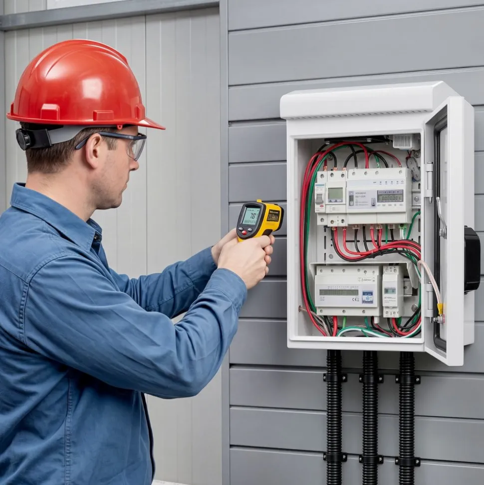 VEVOR Outdoor Electrical Box, Cold-Rolled Steel, Electrical Junction Box with Thermostat and Fan, Rain Hood, Ventilated Design, IP65 Waterproof Hinged Enclosure, Wall/Pole Mounted, 16 x 12 x 8 in