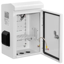 VEVOR Outdoor Electrical Box, Cold-Rolled Steel, Electrical Junction Box with Thermostat and Fan, Rain Hood, Ventilated Design, IP65 Waterproof Hinged Enclosure, Wall/Pole Mounted, 16 x 12 x 8 in