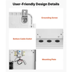 VEVOR Outdoor Electrical Box, ABS, Waterproof Electrical Junction Box with Thermostat and Fan, Mounting Plate, Cable Grommets, Ventilated Plastic Enclosure, 14.2 x 10.8 x 5.9 in, IP65 for Indoor/Outdoor