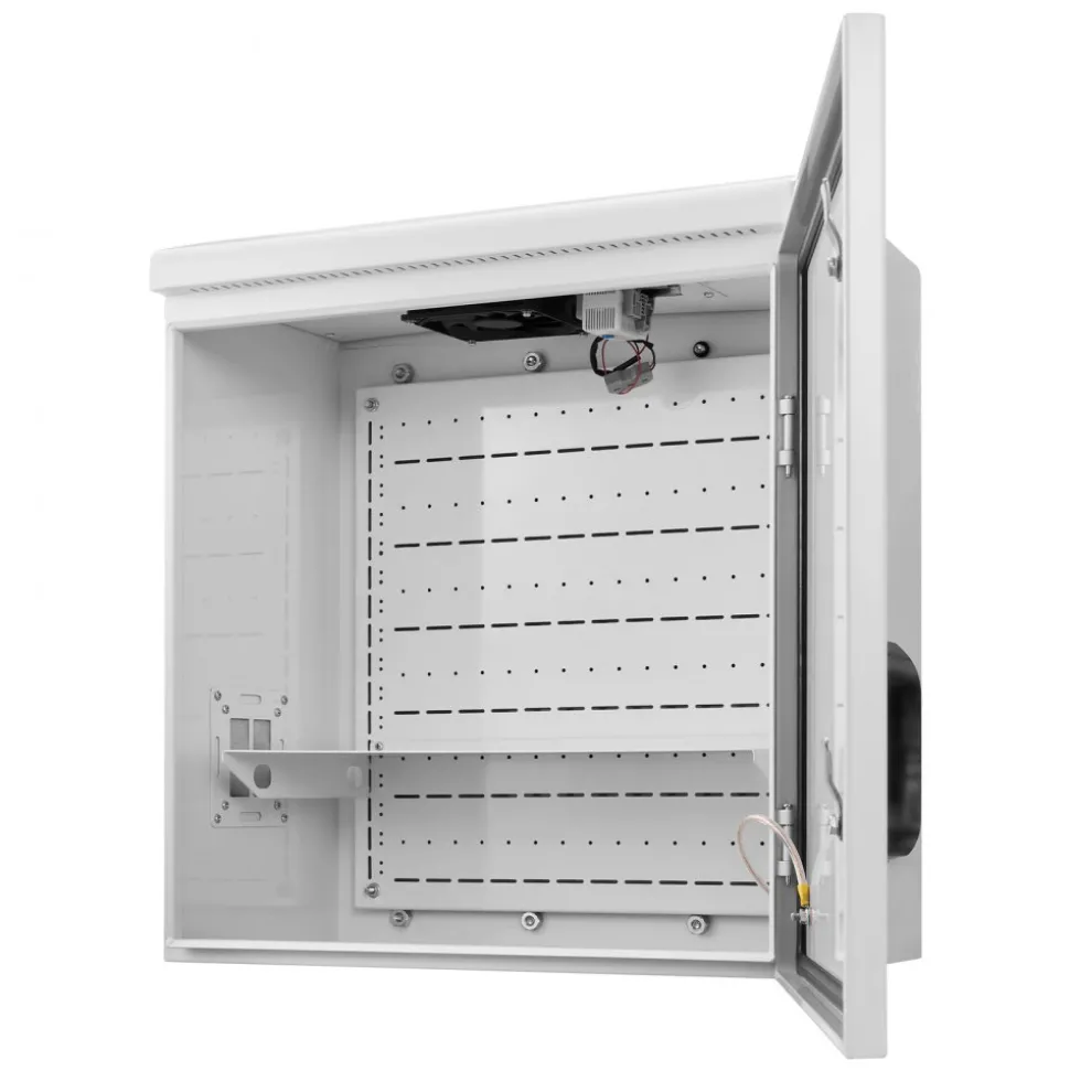 VEVOR Outdoor Electrical Box, Cold-Rolled Steel, Electrical Junction Box with Thermostat and Fan, Rain Hood, Ventilated Design, IP65 Waterproof Hinged Enclosure, Wall/Pole Mounted, 24 x 24 x 12 in