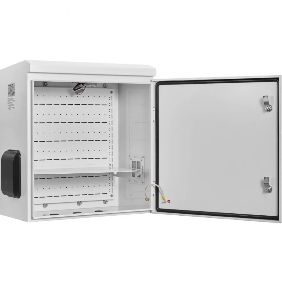 VEVOR Outdoor Electrical Box, Cold-Rolled Steel, Electrical Junction Box with Thermostat and Fan, Rain Hood, Ventilated Design, IP65 Waterproof Hinged Enclosure, Wall/Pole Mounted, 24 x 24 x 12 in
