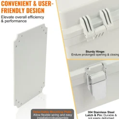 VEVOR Outdoor Electrical Junction Box, 13.78 x 9.84 x 5.90 in, ABS Plastic Electrical Enclosure Box with Hinged Cover Stainless Steel Latch, IP67 Dustproof Waterproof for Outdoor Electrical Projects