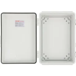 VEVOR Outdoor Electrical Junction Box, 13.78 x 9.84 x 5.90 in, ABS Plastic Electrical Enclosure Box with Hinged Cover Stainless Steel Latch, IP67 Dustproof Waterproof for Outdoor Electrical Projects