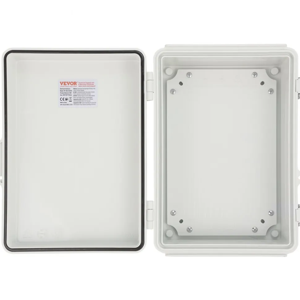 VEVOR Outdoor Electrical Junction Box, 13.78 x 9.84 x 5.90 in, ABS Plastic Electrical Enclosure Box with Hinged Cover Stainless Steel Latch, IP67 Dustproof Waterproof for Outdoor Electrical Projects
