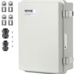 VEVOR Outdoor Electrical Junction Box, 13.78 x 9.84 x 5.90 in, ABS Plastic Electrical Enclosure Box with Hinged Cover Stainless Steel Latch, IP67 Dustproof Waterproof for Outdoor Electrical Projects