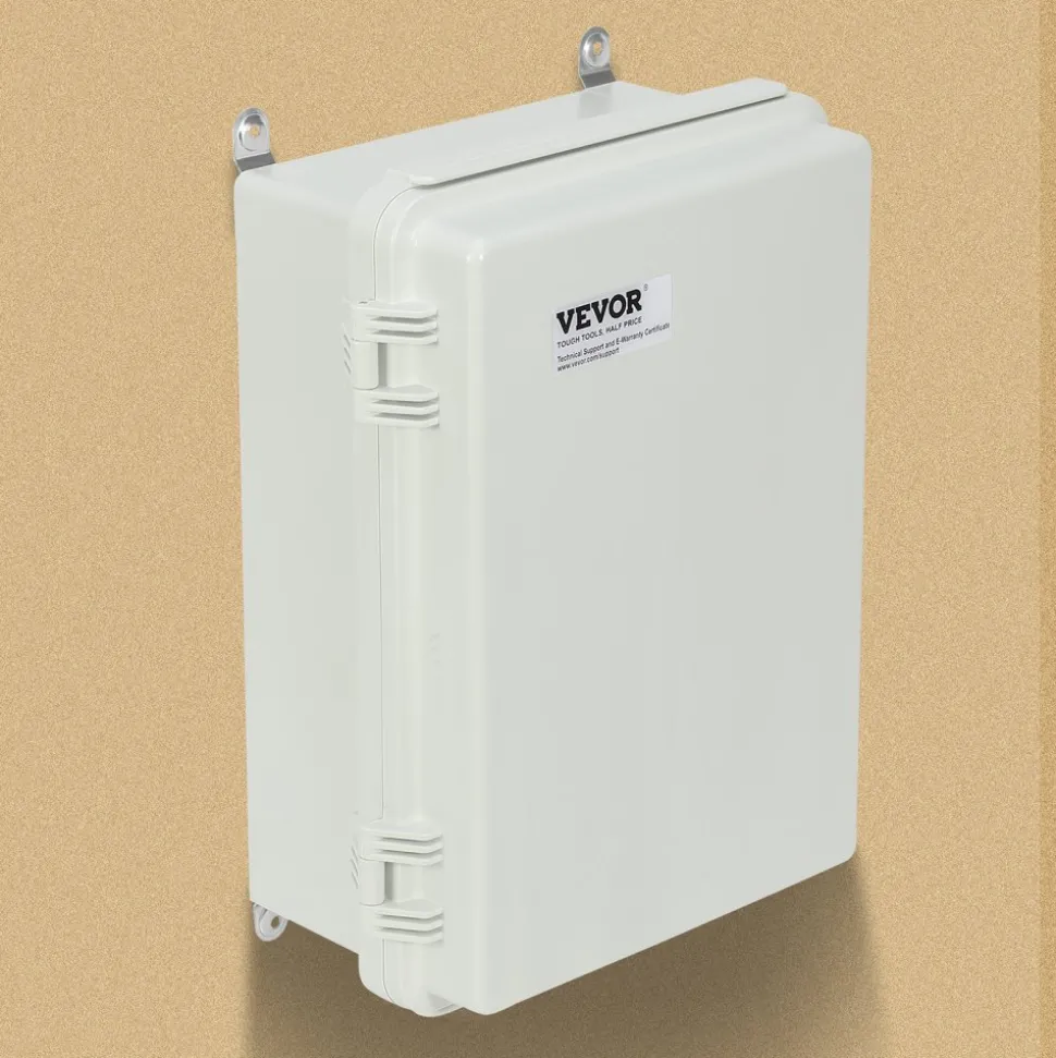 VEVOR Outdoor Electrical Junction Box, 13.78 x 9.84 x 5.90 in, ABS Plastic Electrical Enclosure Box with Hinged Cover Stainless Steel Latch, IP67 Dustproof Waterproof for Outdoor Electrical Projects