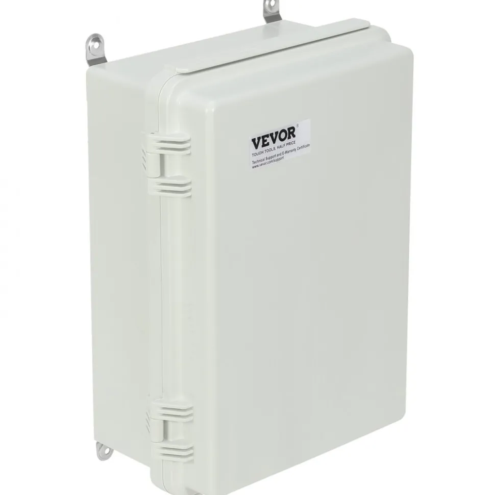 VEVOR Outdoor Electrical Junction Box, 13.78 x 9.84 x 5.90 in, ABS Plastic Electrical Enclosure Box with Hinged Cover Stainless Steel Latch, IP67 Dustproof Waterproof for Outdoor Electrical Projects