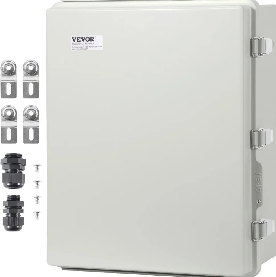 VEVOR Outdoor Electrical Junction Box, 20.87 x 16.92 x 7.87 in, ABS Plastic Electrical Enclosure Box with Hinged Cover Stainless Steel Latch, IP67 Dustproof Waterproof for Outdoor Electrical Projects