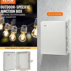 VEVOR Outdoor Electrical Junction Box, 20.87 x 16.92 x 7.87 in, ABS Plastic Electrical Enclosure Box with Hinged Cover Stainless Steel Latch, IP67 Dustproof Waterproof for Outdoor Electrical Projects