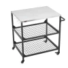 VEVOR Outdoor Grill Cart, 31.5 x 24.0 inch Stainless Steel Tabletop Size Grilling Table, Outdoor Cooking Table with 4 Wheels & Side Handle, Two Mesh Shelves, BBQ Prep Tables for Patio, Garden