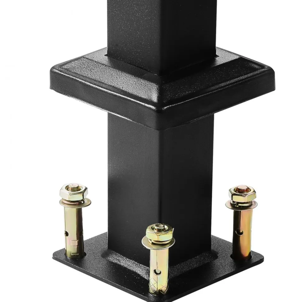 VEVOR Outdoor Handrails for Steps, 4-5 Step Stair Rail Kit, Black Square Tube with Horizontal Bar, Carbon Steel Support Rails for Seniors, Concrete & Deck Stairs, Easy Installation