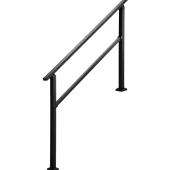 VEVOR Outdoor Handrails for Steps, 4-5 Step Stair Rail Kit, Black Square Tube with Horizontal Bar, Carbon Steel Support Rails for Seniors, Concrete & Deck Stairs, Easy Installation