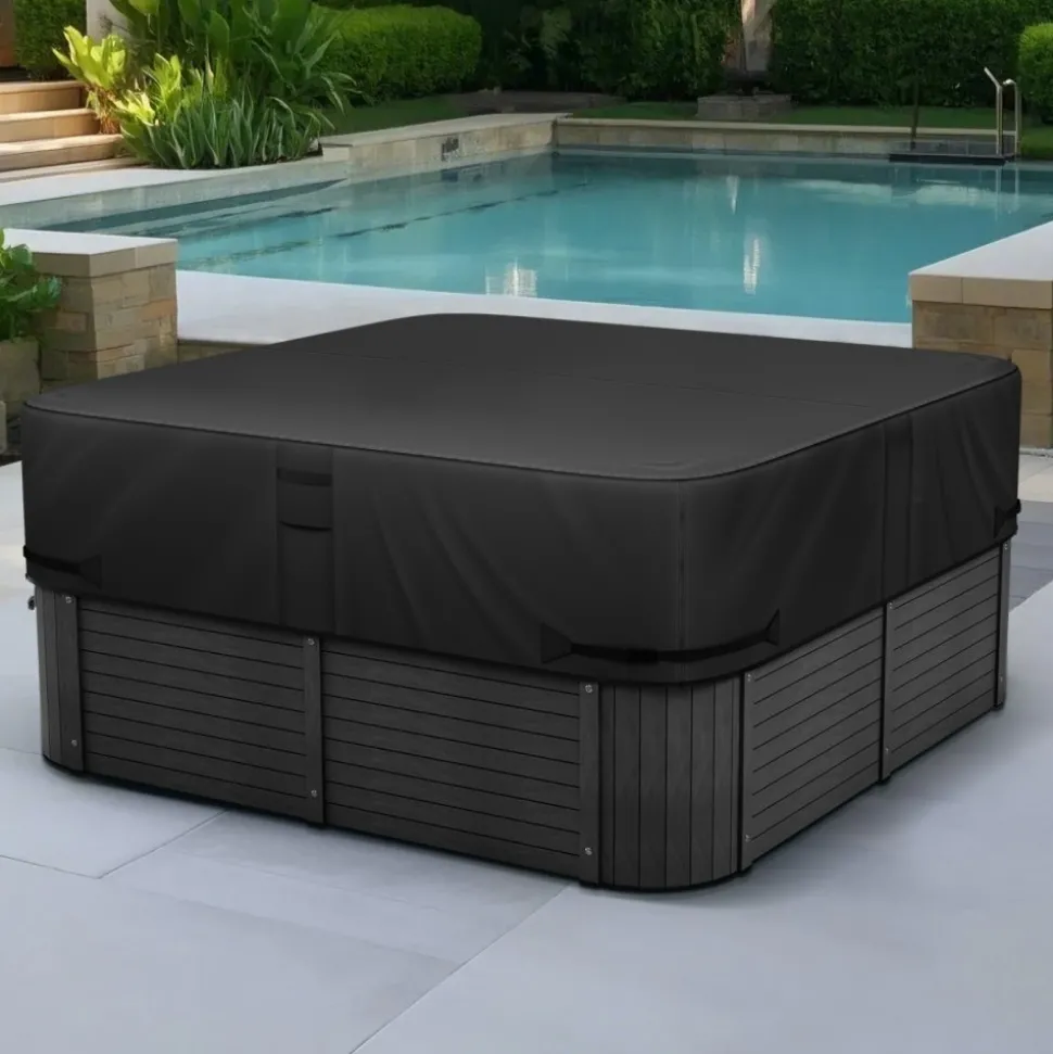VEVOR Outdoor Hot Tub Cover, 80 x 80 x 20 Inch Weatherproof and Waterproof Hot Tub Cover Protector, 600D Heavy Duty Oxford Fabric and 950N Tearing Strength, Square Spa Covers for Hottub, Black