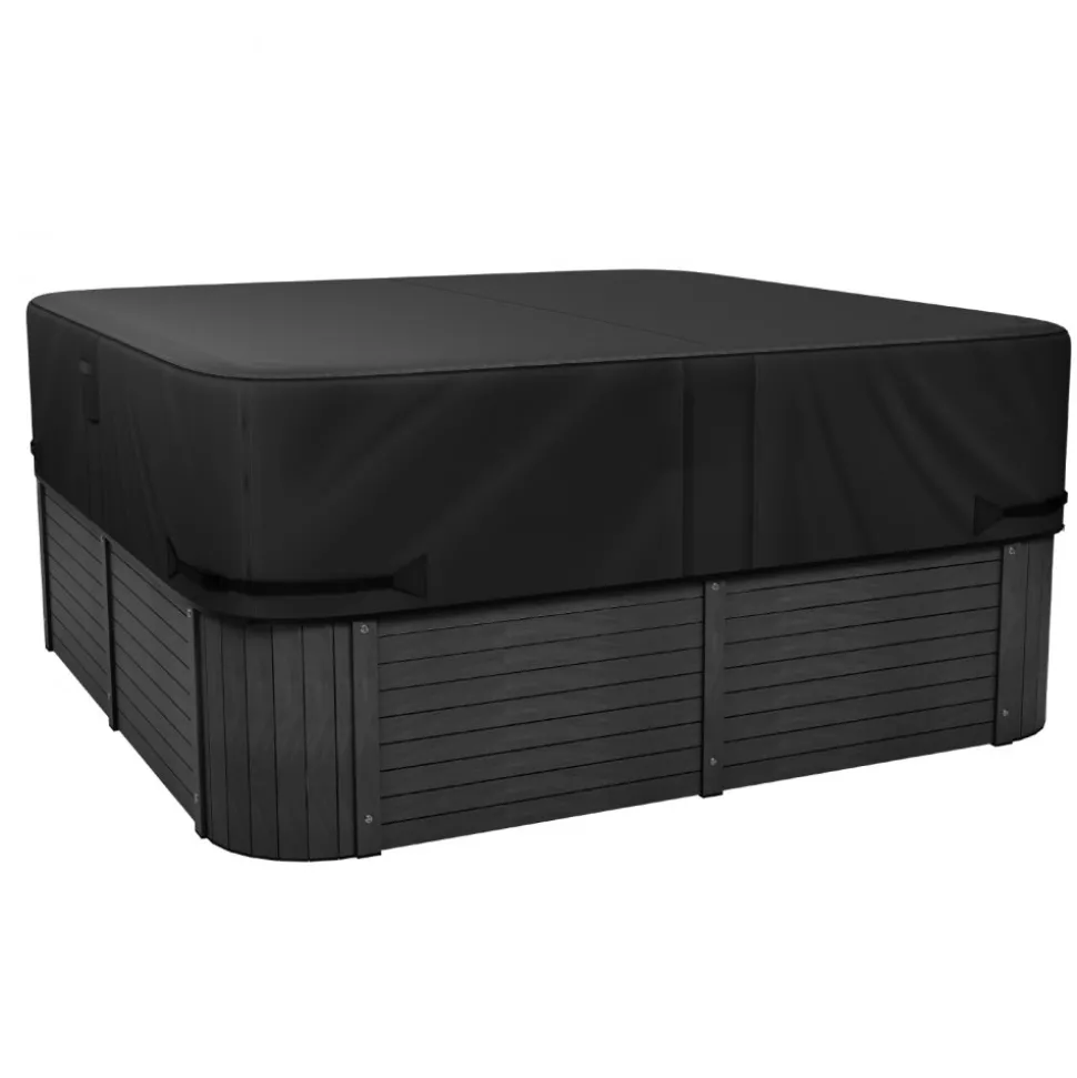 VEVOR Outdoor Hot Tub Cover, 80 x 80 x 20 Inch Weatherproof and Waterproof Hot Tub Cover Protector, 600D Heavy Duty Oxford Fabric and 950N Tearing Strength, Square Spa Covers for Hottub, Black