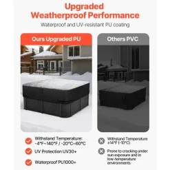 VEVOR Outdoor Hot Tub Cover, 80 x 80 x 20 Inch Weatherproof and Waterproof Hot Tub Cover Protector, 600D Heavy Duty Oxford Fabric and 950N Tearing Strength, Square Spa Covers for Hottub, Black
