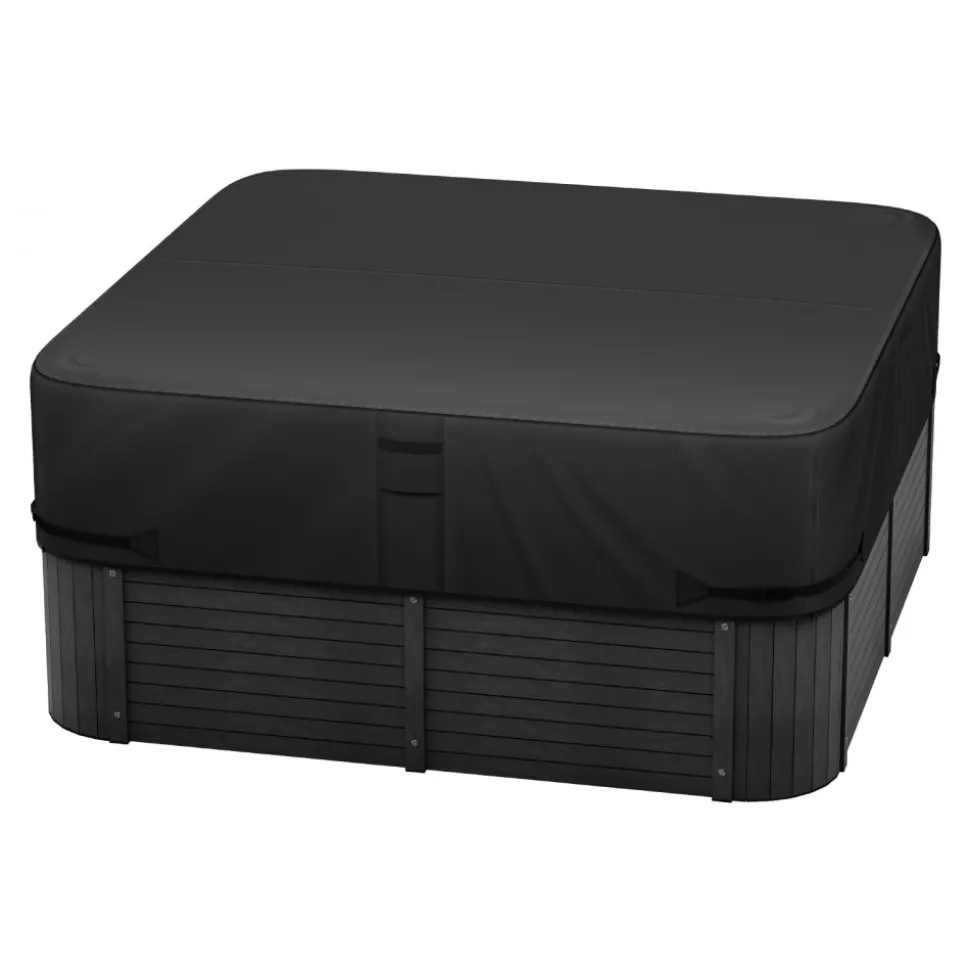 VEVOR Outdoor Hot Tub Cover, 93 x 93 x 20 Inch Weatherproof and Waterproof Hot Tub Cover Protector, 600D Heavy Duty Oxford Fabric and 950N Tearing Strength, Square Spa Covers for Hottub, Black