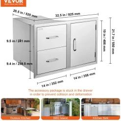 VEVOR Outdoor Kitchen Door Drawer Combo 32.5