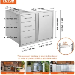 VEVOR Outdoor Kitchen Door Drawer Combo 29.5