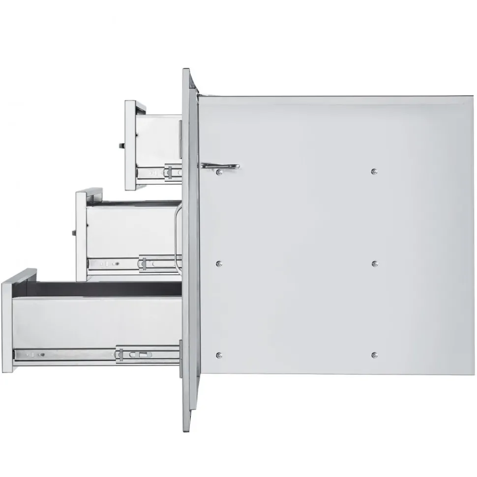 VEVOR Outdoor Kitchen Door Drawer Combo 38.1''W x 22.6''H x 20.8''D, BBQ Access Door/Triple Drawers Combo with Stainless Steel Handles, Perfect for BBQ Island Patio Grill Station