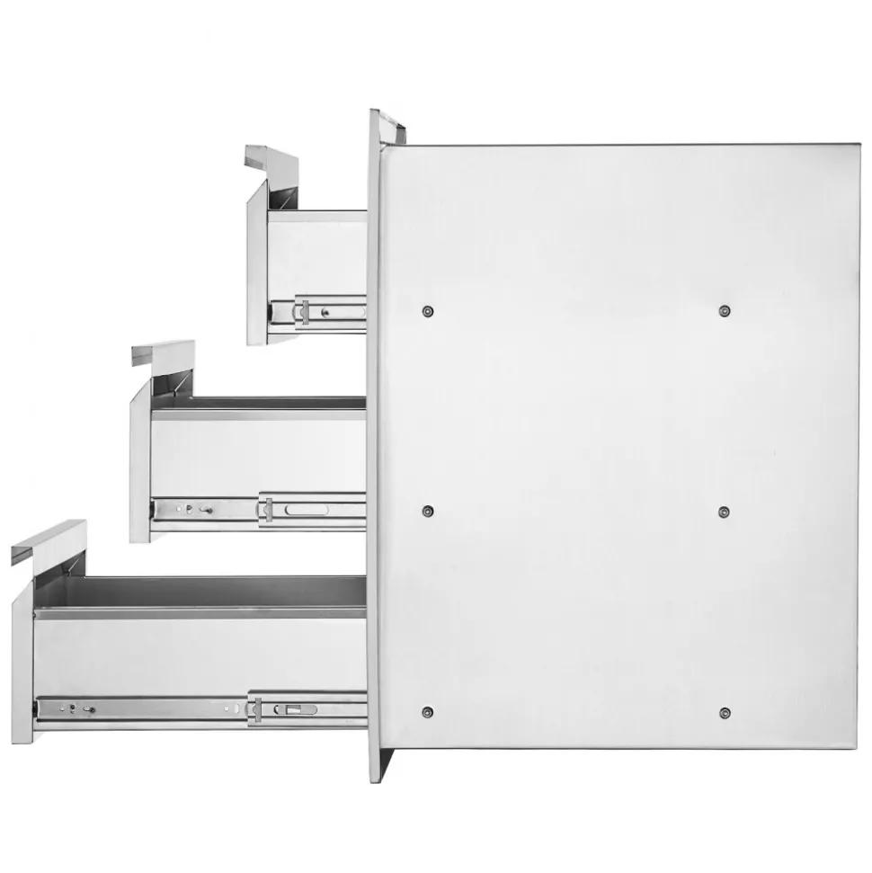 VEVOR Outdoor Kitchen Drawers 15" W x 25.4" H x 19" D, Box Frame Style Flush Mount BBQ Drawers with Stainless Steel Handle, BBQ Island Drawers for Outdoor Kitchens or Patio Grill Station