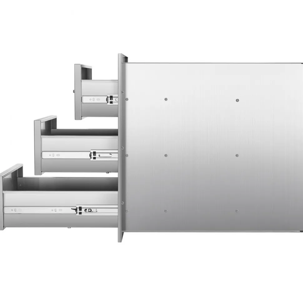 VEVOR Outdoor Kitchen Drawers 18.11" W x 23.23" D x 23.23" H, Triple-Access Stainless Steel Modular Drawer Cabinet with Handles, BBQ Island Drawer for Outdoor Kitchen or BBQ Island Patio Grill Station