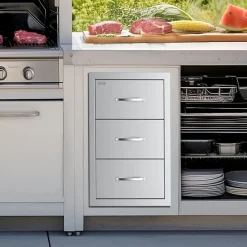 VEVOR Outdoor Kitchen Drawer 16Wx24.4Hx16D Inch Stainless Steel Pull Out Trash Drawer with Handle for Outdoor Kitchen BBQ Island