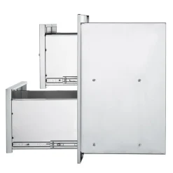 VEVOR Outdoor Kitchen Drawers 17.8W x 20.2H x 12.2D Inch, Flush Mount Double BBQ Drawers Stainless Steel with Handle, BBQ Island Drawers for Outdoor Kitchens or Patio Grill Station