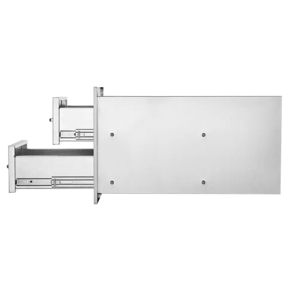 VEVOR Outdoor Kitchen Drawers 14W x 14.4H x 23D Inch, Flush Mount Double BBQ Drawers Stainless Steel with Handle, BBQ Island Drawers for Outdoor Kitchens or Grill Station