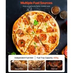 VEVOR Outdoor Pizza Oven, 12 Inch Wood Fired Pizza Ovens, Pellet Pizza-Stove with Thermometer, Portable Pizza-Maker for Outside Backyard Patio Camping, Pizza-Stone, Carry Bag, Shovel, Black