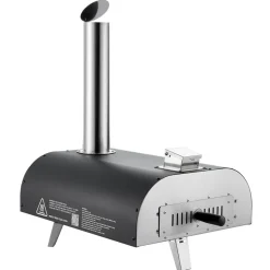 VEVOR Outdoor Pizza Oven, 12 Inch Wood Fired Pizza Ovens, Pellet Pizza-Stove with Thermometer, Portable Pizza-Maker for Outside Backyard Patio Camping, Pizza-Stone, Carry Bag, Shovel, Black