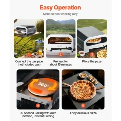 VEVOR Outdoor Pizza Oven, 16 in Propane Gas Pizza Maker, Portable Pizza-Cooker with  Electric Rotation, Thickened Pizza-Stone, Carry Bag, Propane Pizza-Oven for Outside Backyard Patio Camping, Black