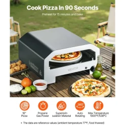 VEVOR Outdoor Pizza Oven, 16 in Propane Gas Pizza Maker, Portable Pizza-Cooker with  Electric Rotation, Thickened Pizza-Stone, Carry Bag, Propane Pizza-Oven for Outside Backyard Patio Camping, Black