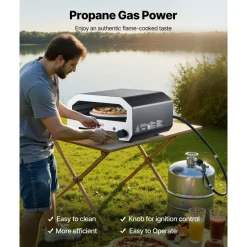 VEVOR Outdoor Pizza Oven, 16 in Propane Gas Pizza Maker, Portable Pizza-Cooker with  Electric Rotation, Thickened Pizza-Stone, Carry Bag, Propane Pizza-Oven for Outside Backyard Patio Camping, Black