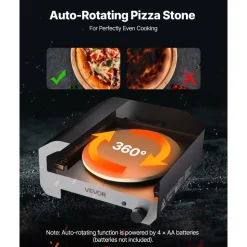 VEVOR Outdoor Pizza Oven, 16 in Propane Gas Pizza Maker, Portable Pizza-Cooker with  Electric Rotation, Thickened Pizza-Stone, Carry Bag, Propane Pizza-Oven for Outside Backyard Patio Camping, Black