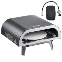 VEVOR Outdoor Pizza Oven, 12 in Propane Gas Pizza Maker, Portable Pizza-Cooker with  Electric Rotation, Thickened Pizza-Stone, Carry Bag, Propane Pizza-Oven for Outside Backyard Patio Camping, Black