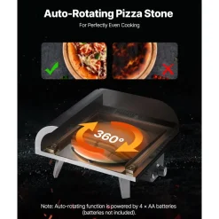 VEVOR Outdoor Pizza Oven, 12 in Propane Gas Pizza Maker, Portable Pizza-Cooker with  Electric Rotation, Thickened Pizza-Stone, Carry Bag, Propane Pizza-Oven for Outside Backyard Patio Camping, Black