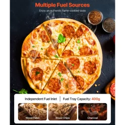 VEVOR Outdoor Pizza Oven, 12 in Wood Fired Pizza Ovens, Pellet Pizza-Stove with Thermometer & Electric Rotation, Portable Pizza-Maker for Outside Backyard Patio Camping, Pizza-Stone, Carry Bag, Shovel