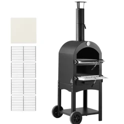 VEVOR Outdoor Pizza Oven, 12" Pellet Fire Ovens, 2-Layer Pizza Oven Wood Fired, Wood Burning Outdoor Pizza-Oven with 2 Removable Wheels, 1000℉ Max Temperature Fired Pizza-Maker Ovens for Barbecue