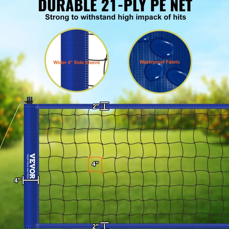 VEVOR Outdoor Portable Volleyball Net System, Adjustable Height Steel Poles, Professional Volleyball Set with PVC Volleyball, Pump, Carrying Bag, Heavy Duty Volleyball Net for Backyard, Beach, Lawn
