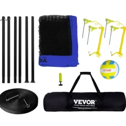 VEVOR Outdoor Portable Volleyball Net System, Adjustable Height Steel Poles, Professional Volleyball Set with PVC Volleyball, Pump, Carrying Bag, Heavy Duty Volleyball Net for Backyard, Beach, Lawn