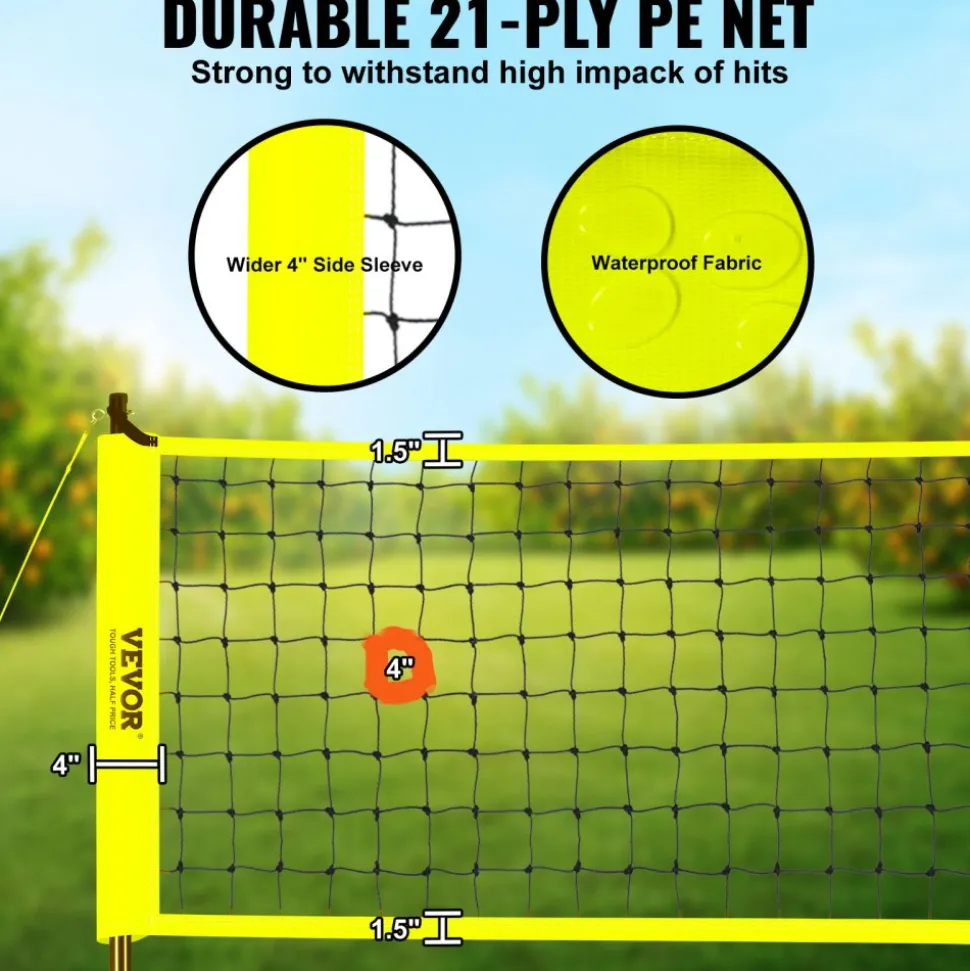 VEVOR Outdoor Portable Volleyball Net System, Adjustable Height Steel Poles, Professional Volleyball Set with PVC Volleyball, Pump, Carrying Bag, Heavy Duty Volleyball Net for Backyard, Beach, Lawn