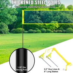 VEVOR Outdoor Portable Volleyball Net System, Adjustable Height Steel Poles, Professional Volleyball Set with PVC Volleyball, Pump, Carrying Bag, Heavy Duty Volleyball Net for Backyard, Beach, Lawn