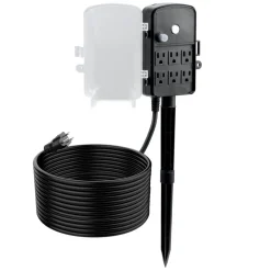 VEVOR Outdoor Power Stake, 25 FT Extension Cord, Outdoor Power Strip Weatherproof with Cover and Overload Protection, 6 Outlets, 15A/1875W, Waterproof Multi-Outlet Yard Stake for Christmas Lights