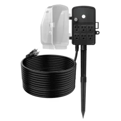 VEVOR Outdoor Power Stake, 25 FT Extension Cord, Outdoor Power Strip Weatherproof with Cover and Overload Protection, 6 Outlets, 15A/1875W, Waterproof Multi-Outlet Yard Stake for Christmas Lights