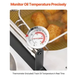VEVOR Outdoor Propane Deep Fryer, Dual-Tank 16QTx2 Large Capacity Commercial Fryer, Stainless Steel Fish Cooker with 3 Basket, Thermometer, Floor Standing Fryers for Catering Event Camping, 50,000 BTU