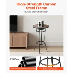 VEVOR Outdoor Round Bar Table, 23.7 in Counter Bar Height Bistro Table, Patio Dining Tables with Easy-to-Clean Top & Sturdy Metal Frame, Indoor High Top Pub Tables for Small Places, Kitchen