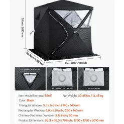 VEVOR Outdoor Sauna Tent Pro, Portable Steam & Dry Sauna for 4 Persons, Heavy-Duty Oxford Cloth & Carbon Steel, Easy Setup for Camping, Backyard, or Home Gym,Easy Setup(Black)