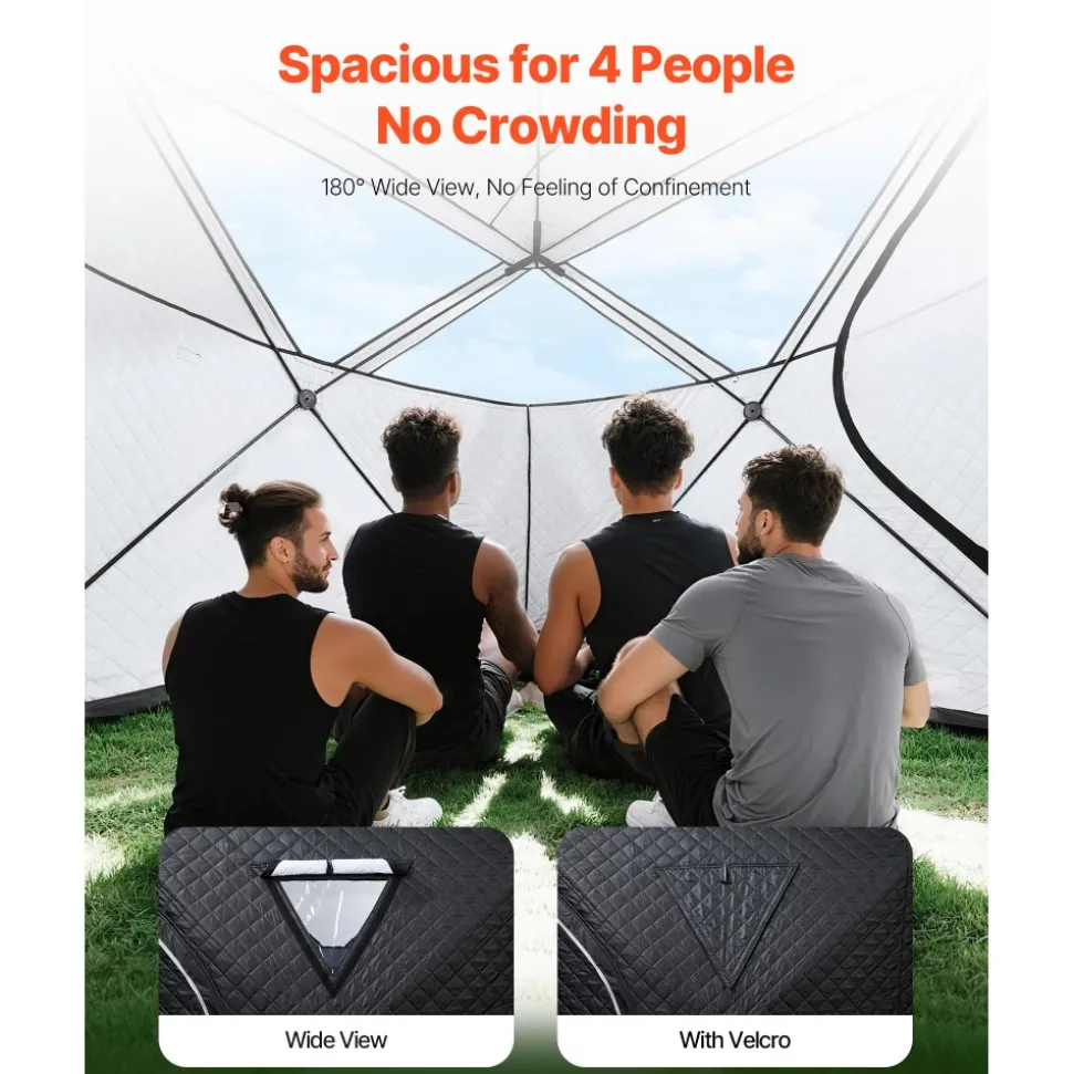 VEVOR Outdoor Sauna Tent Pro, Portable Steam & Dry Sauna for 4 Persons, Heavy-Duty Oxford Cloth & Carbon Steel, Easy Setup for Camping, Backyard, or Home Gym,Easy Setup(Black)