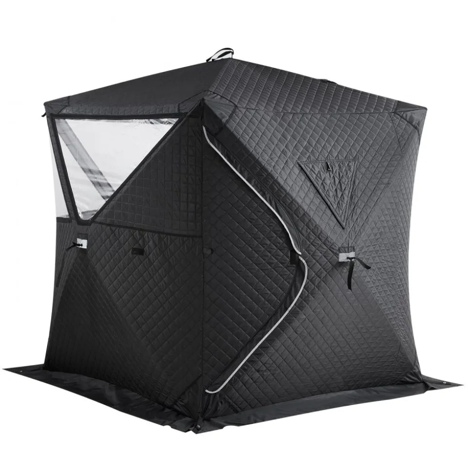VEVOR Outdoor Sauna Tent Pro, Portable Steam & Dry Sauna for 4 Persons, Heavy-Duty Oxford Cloth & Carbon Steel, Easy Setup for Camping, Backyard, or Home Gym,Easy Setup(Black)